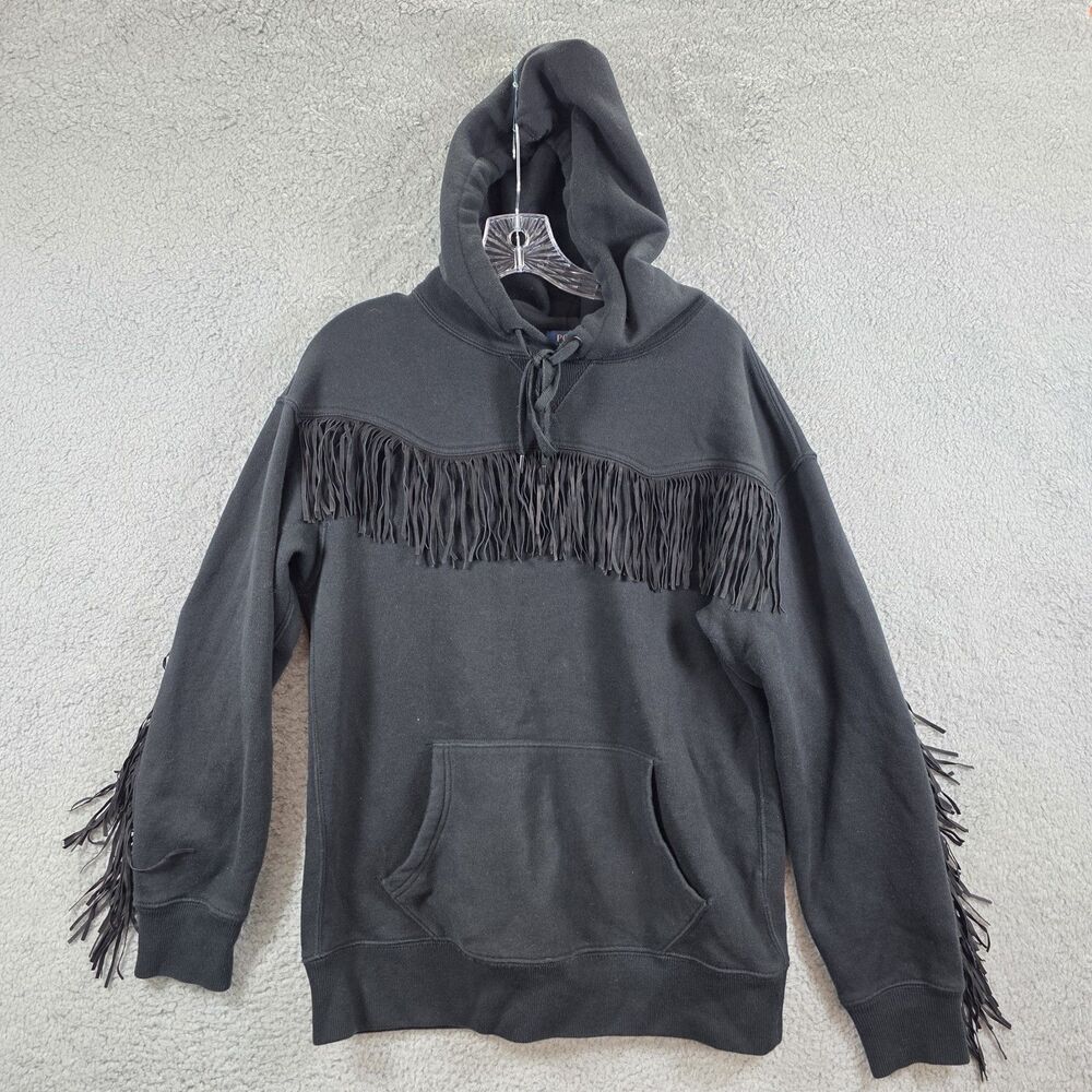 Polo Ralph Lauren Black Fringe Trim Hoodie Size XS